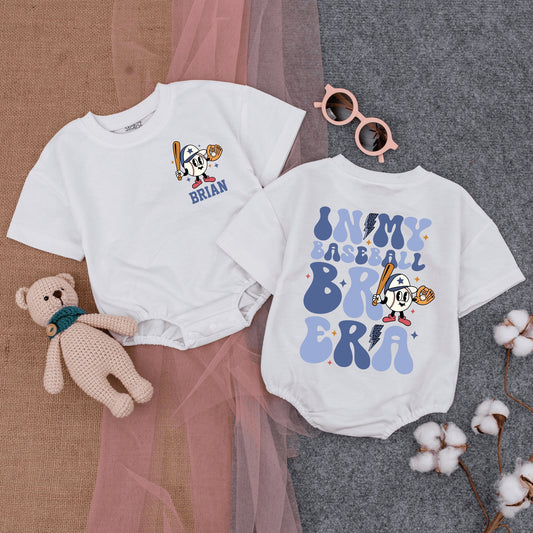 Personalized Baseball Bro Romper: Retro Baby Gameday Outfit for Future Sluggers! Custom Name Vintage Baseball Bodysuit, Comfy Infant Clothes, Game Day Ready