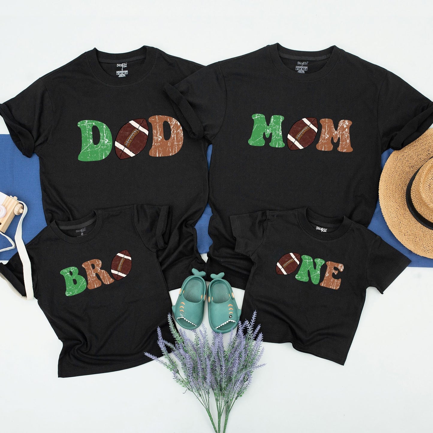 Football First Birthday Matching Family Shirts for Boy 1st Birthday Outfit Touchdown One Mommy and Me Family Photo Tees Soft Cotton