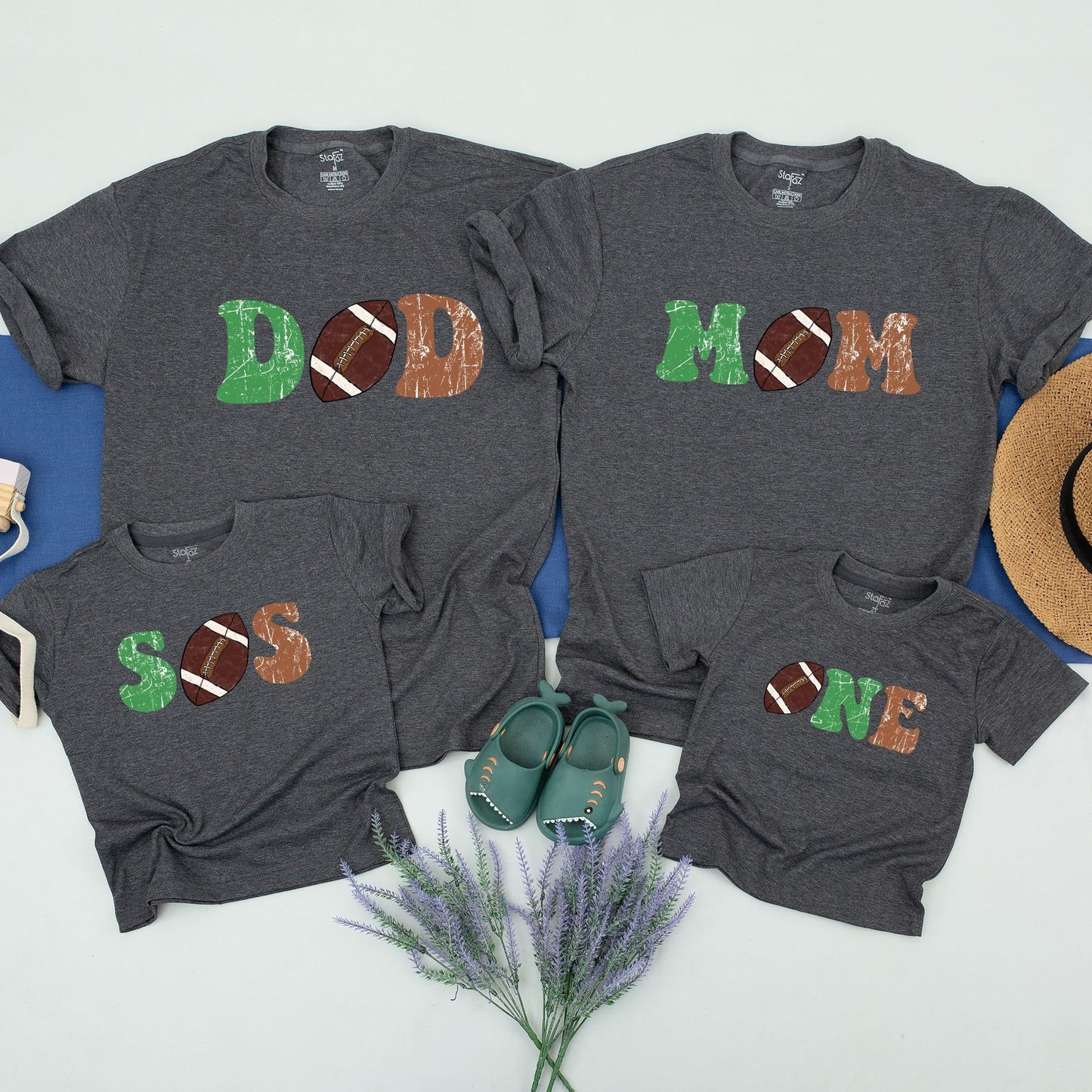 Football First Birthday Matching Family Shirts for Boy 1st Birthday Outfit Touchdown One Mommy and Me Family Photo Tees Soft Cotton