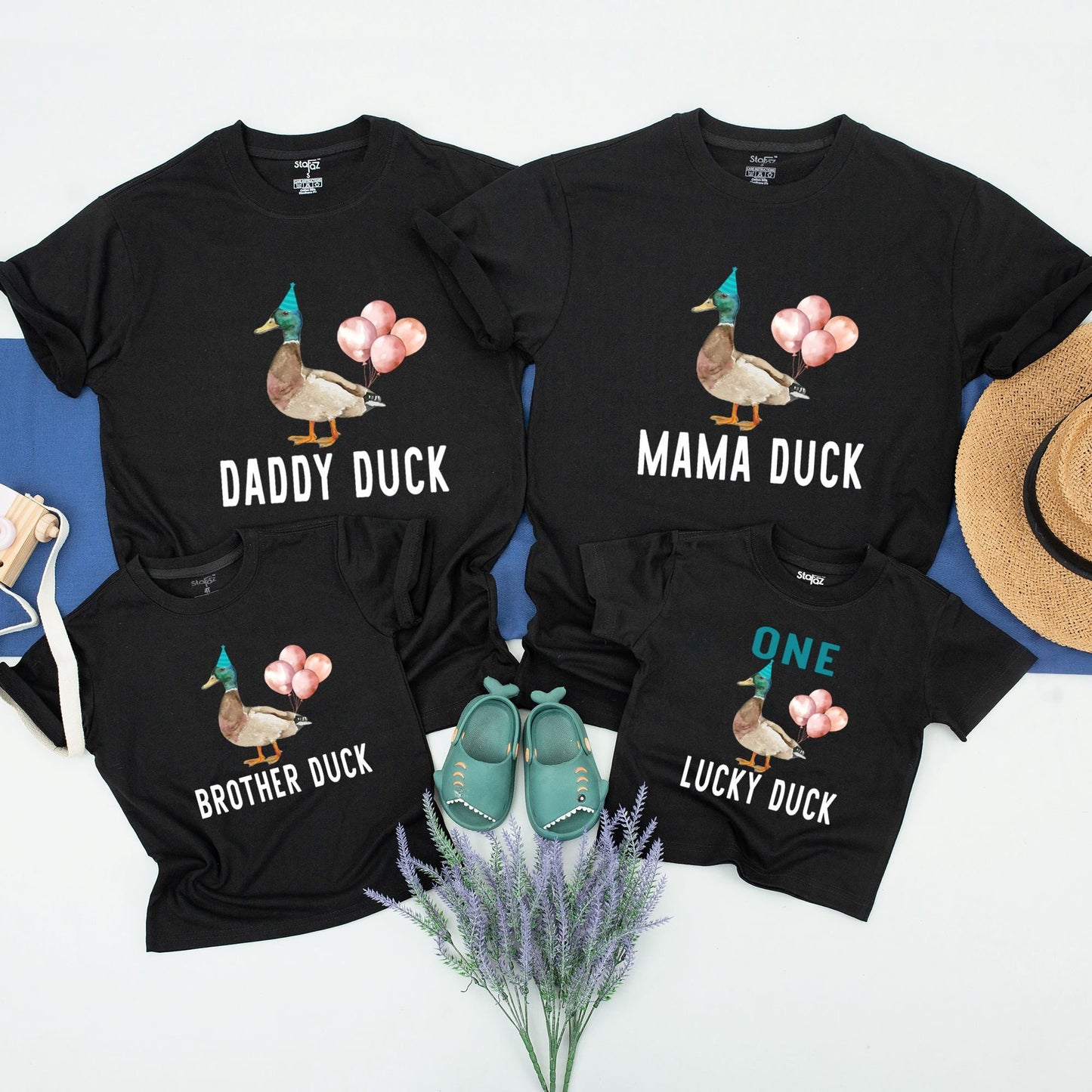 Matching Family ONE Lucky Duck First Birthday Shirts Baby Boy Wild One Jungle Zoo Animal Toddler Outfit Personalized Gift