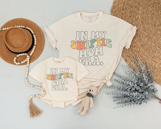 In My Swiftie Mom Era Matching Shirts for Mommy and Me Retro Style Mama Mini Outfits Cool Mom Daughter Baby Girl Birthday Party Gift
