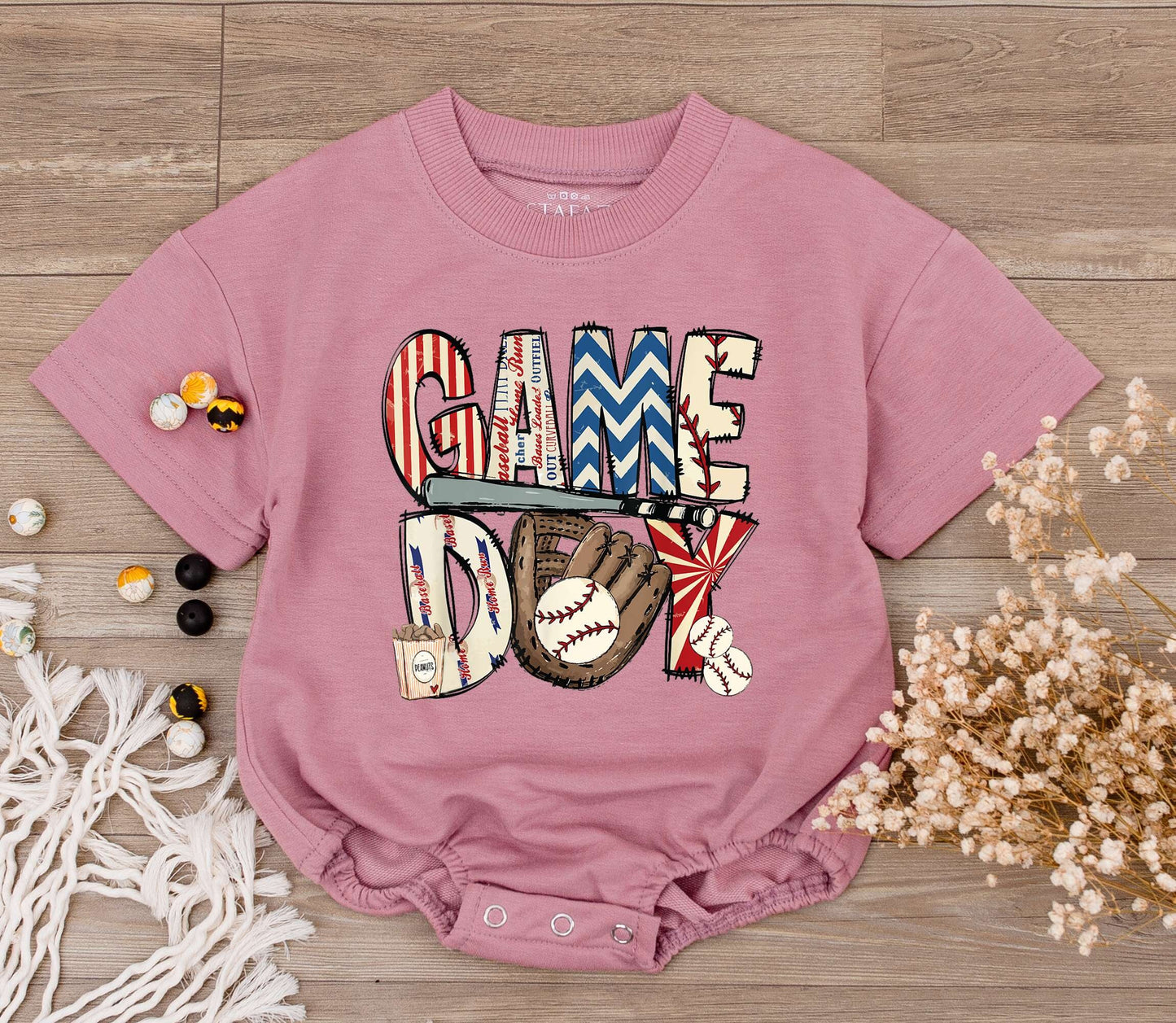 Baby Game Day Baseball Romper Infant Outfit Mixed Font Stripes Chevrons Sports Fan T-shirt Bodysuit Toddler Tee Gift