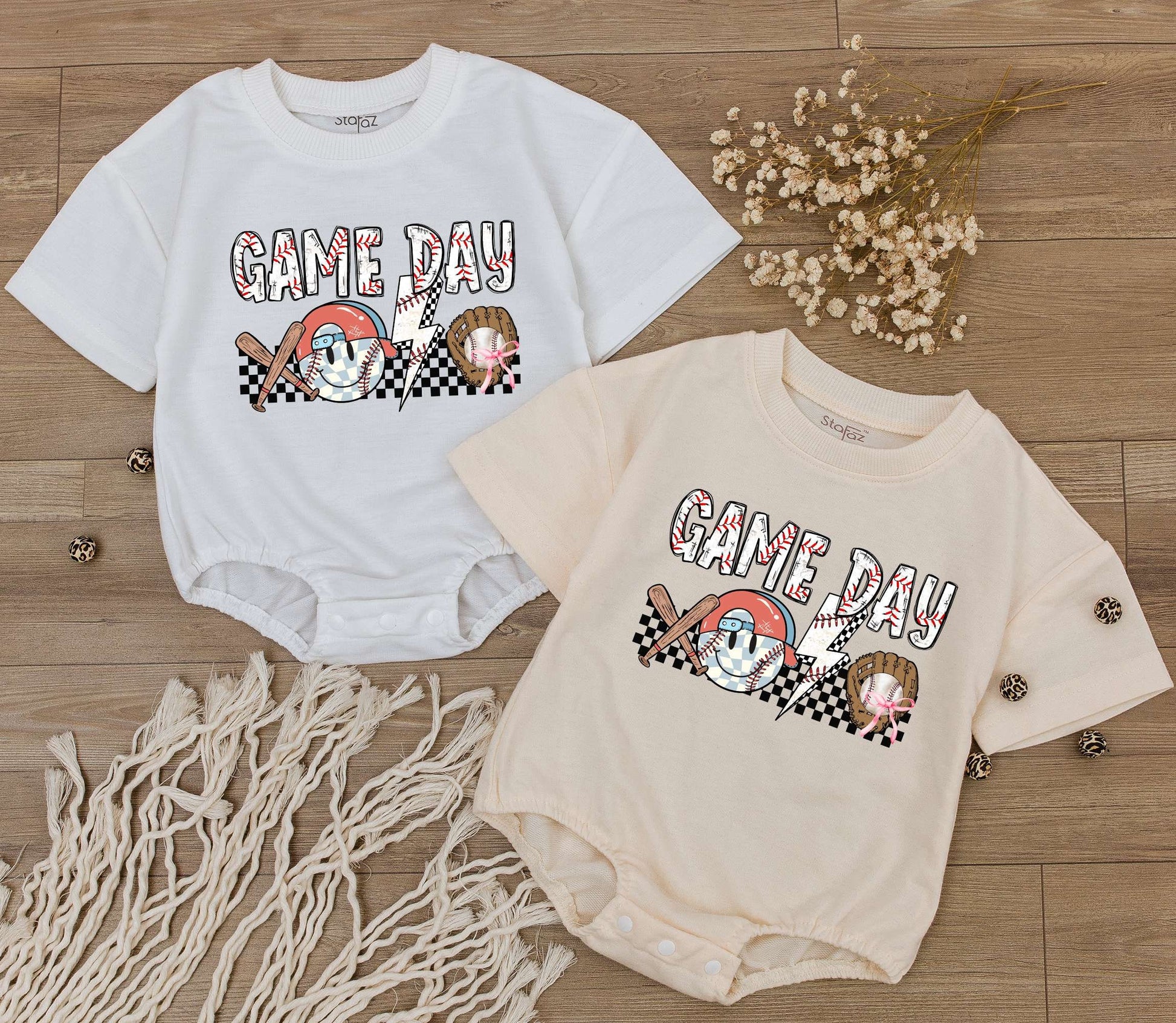 Baby Boy Game Day Baseball Romper Retro Jumpsuit One Piece Short Sleeve Soft Natural Cotton Summer Infant Bodysuit Perfect Gift