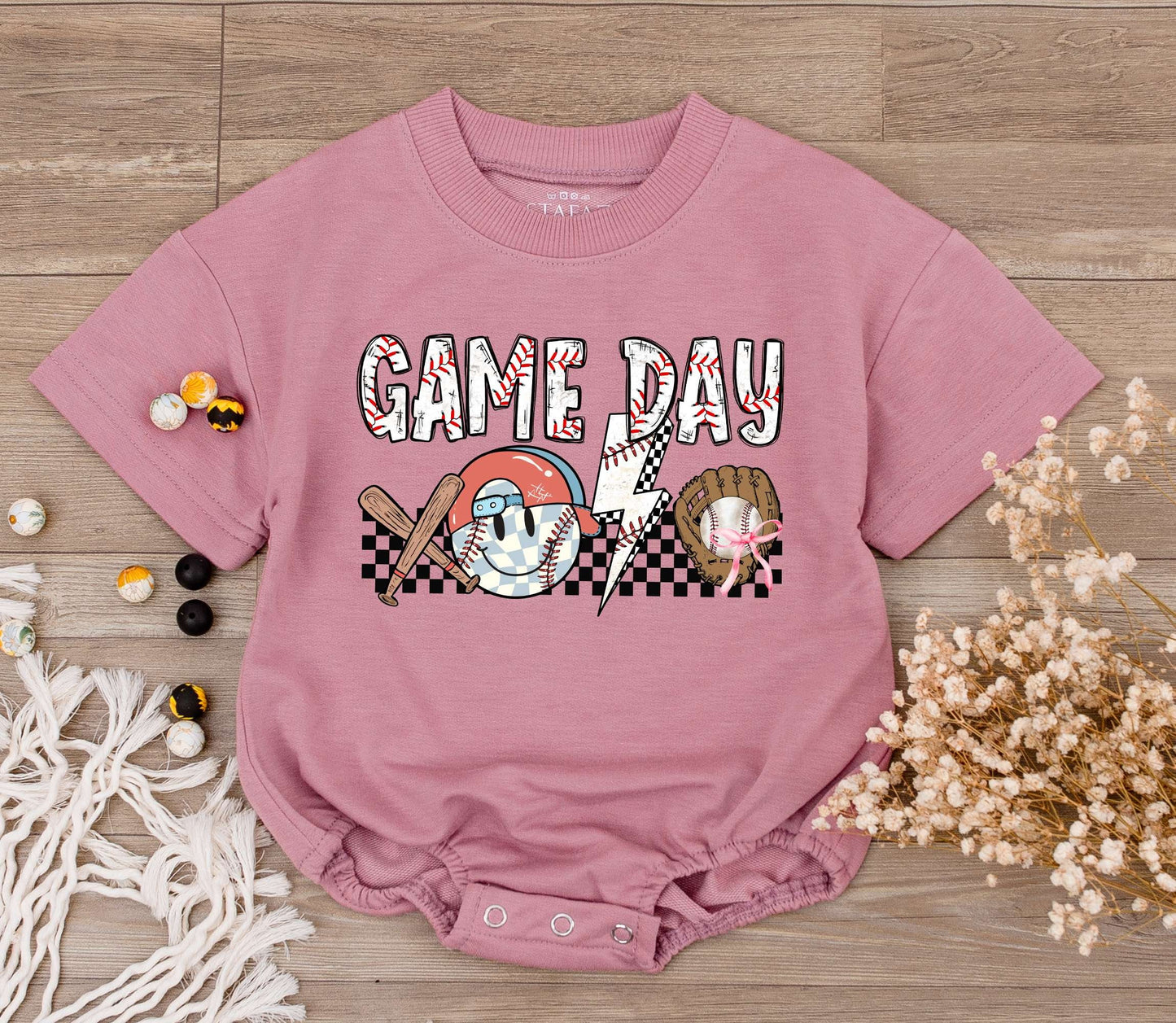 Baby Boy Game Day Baseball Romper Retro Jumpsuit One Piece Short Sleeve Soft Natural Cotton Summer Infant Bodysuit Perfect Gift