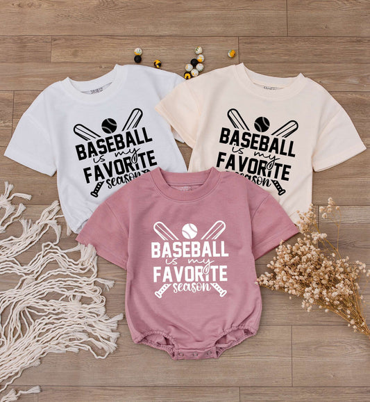 Baseball Is My Favorite Season Baby Romper Short Sleeve Toddler Tee Infant Bodysuit Kids Baseball Player Shirt Gift