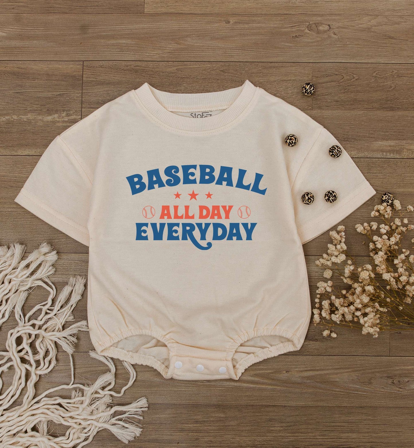 Infant Toddler Boy Baseball All Day Everyday Short-Sleeve Romper Game Day Sports Outfit Playful Summer Apparel Kids Bubble Bodysuit Gift