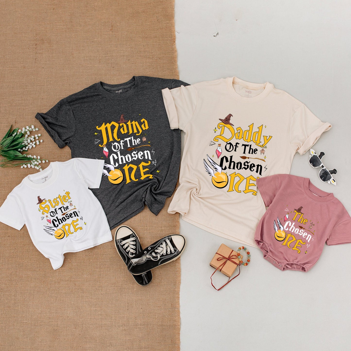 The Chosen One Birthday Shirt for Baby Boy and Family Matching Outfits Magical Wizard First Birthday Party Celebration Bodysuit
