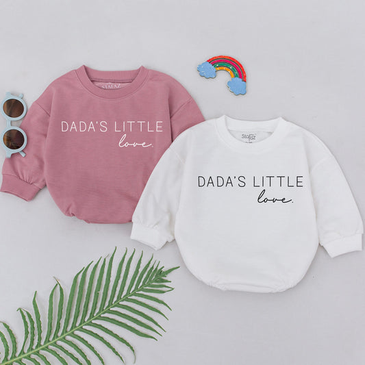 Dada's Little Love Romper Newborn Baby Girl Father's Day Gift Sweet Hi Daddy Outfit Natural Cotton Infant Apparel Modern Text Design