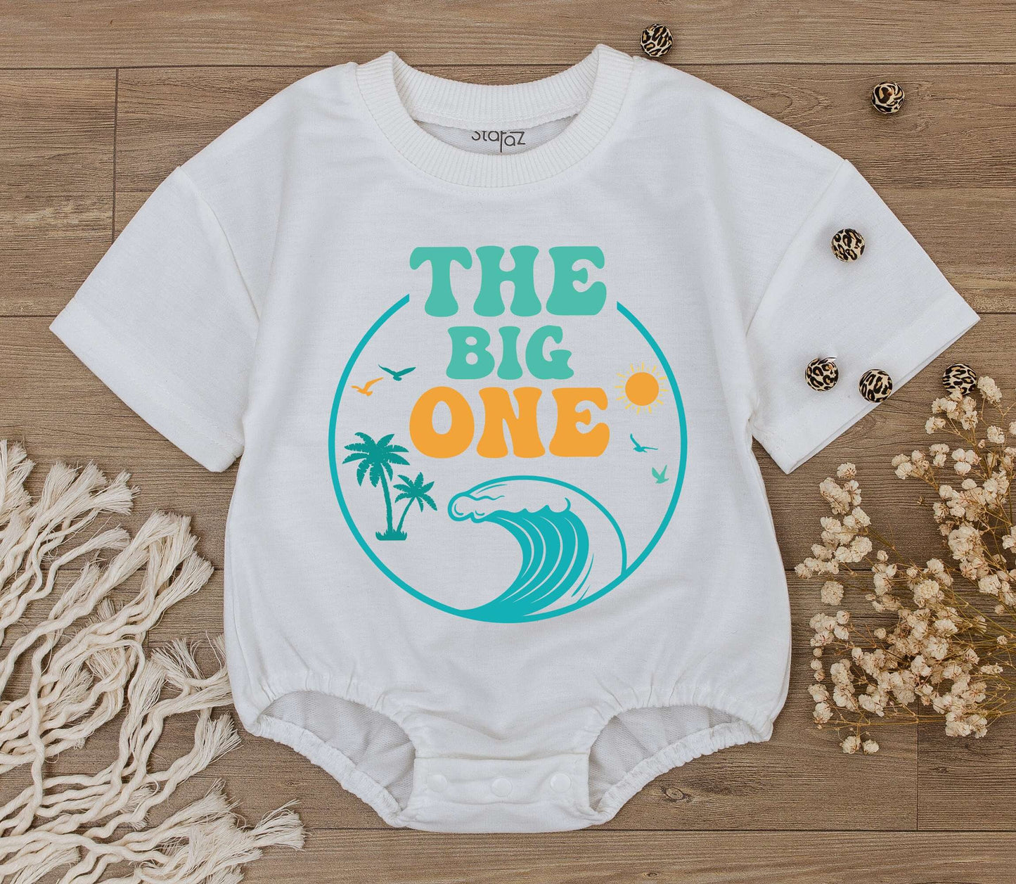 Waves 1st Birthday Shirt & Newborn Romper Set: Beach Van Baby Outfit for Boy or Girl First Summer Clothes