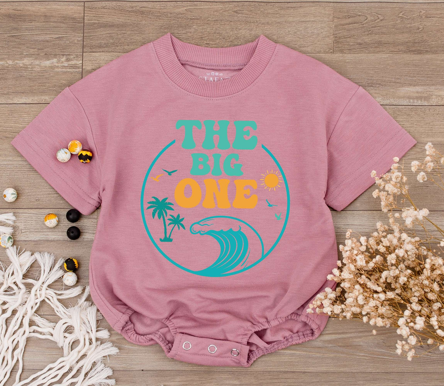Waves 1st Birthday Shirt & Newborn Romper Set: Beach Van Baby Outfit for Boy or Girl First Summer Clothes