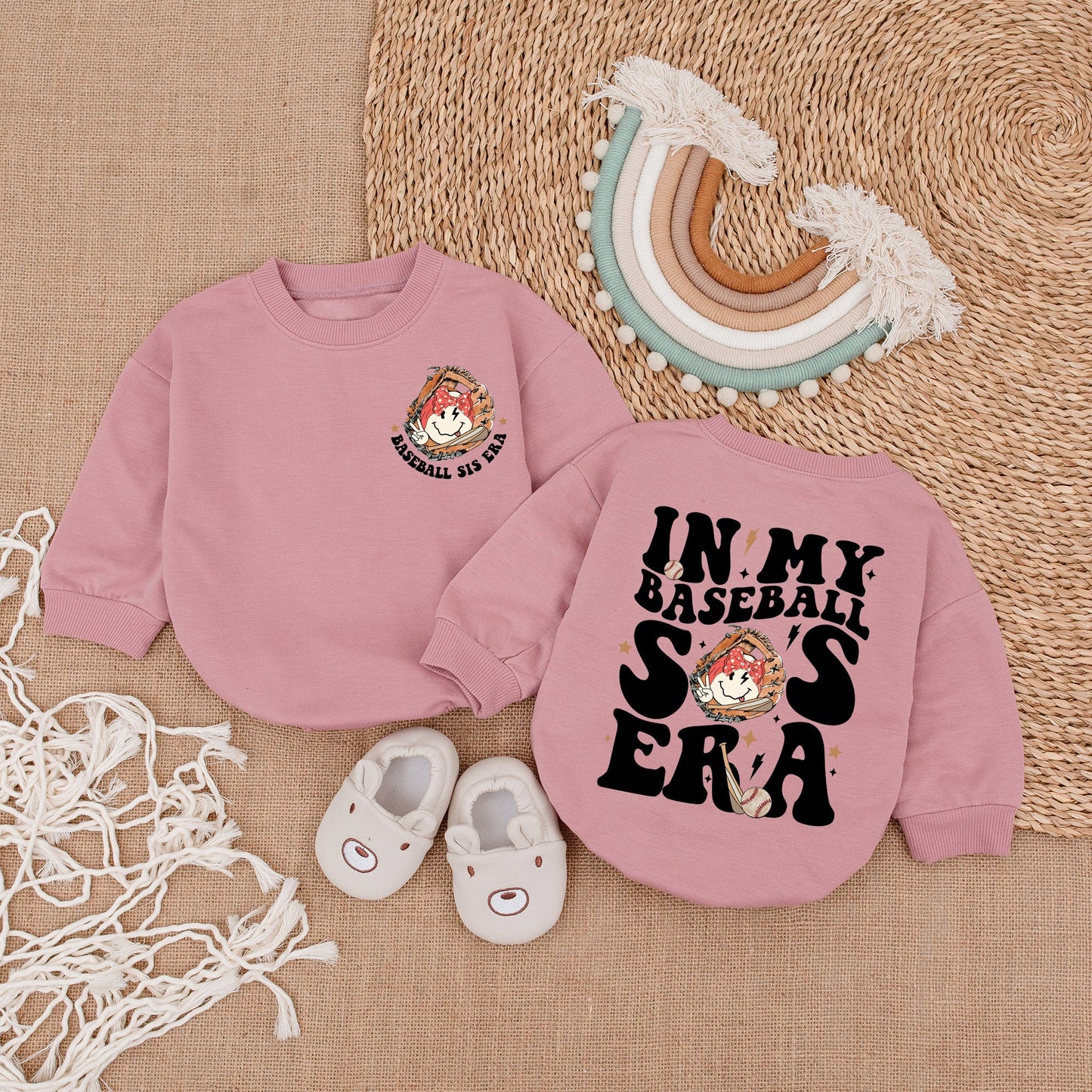 In My Baseball Sis Era Romper Playful Retro Baseball Sister Baby Outfit Vintage Glove Brown Red Star Accents Baby Girl Clothes Newborn Gift