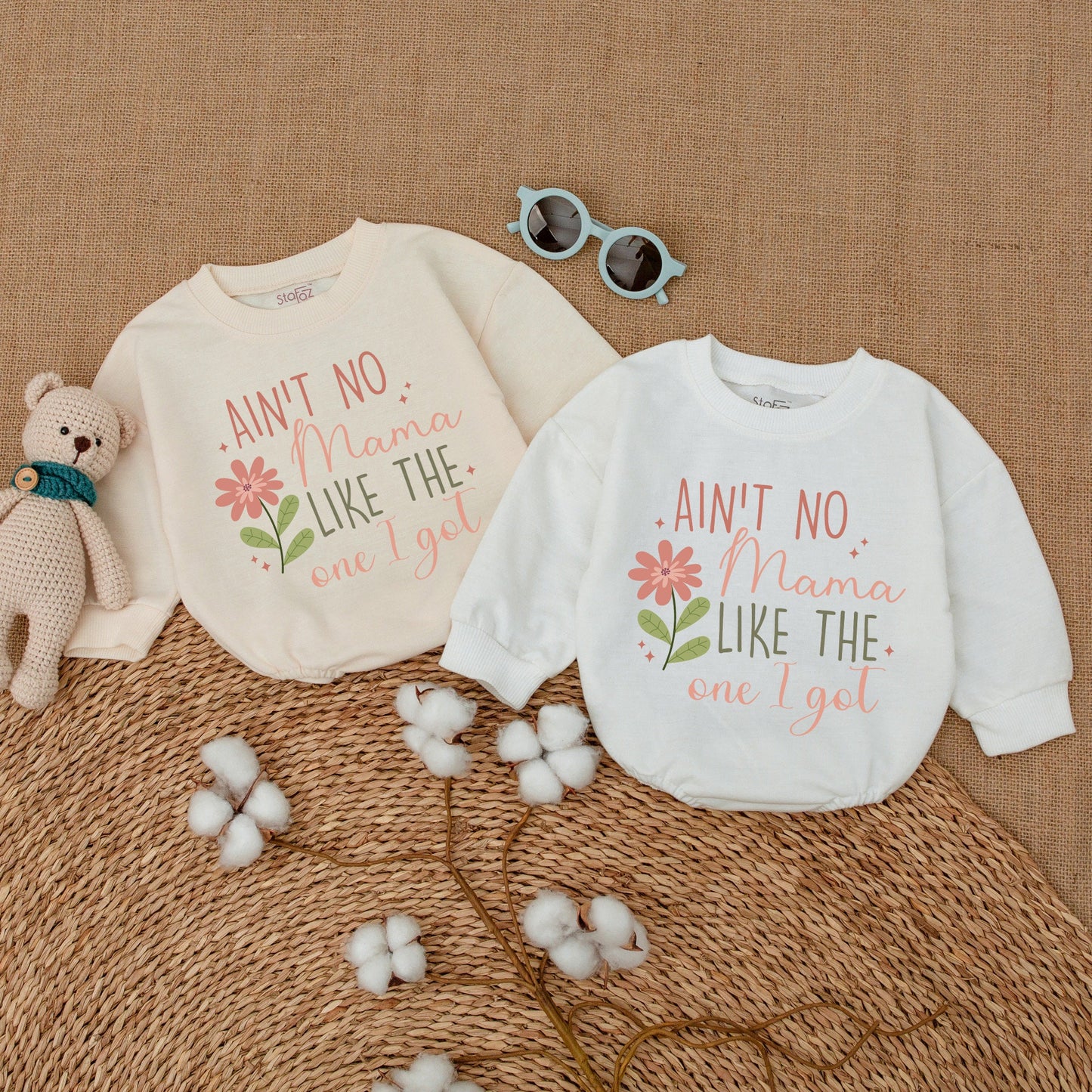 Ain't No Mama Like The One I Got Baby Romper Pink Olive Flower Sweet Bubble Bodysuit Mama's Bestie Mother's Day Newborn Girl Shower Gift