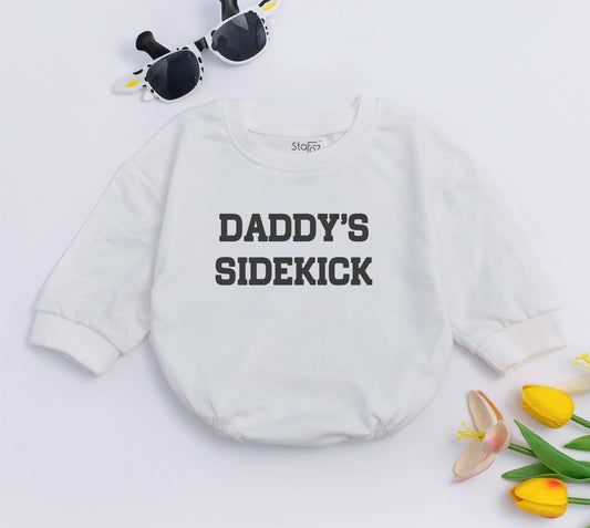 Daddy's Sidekick Bubble Romper for Baby Boys, Soft Cotton New Baby Gift, First Father's Day Outfit, Dad Son Clothes Modern Design