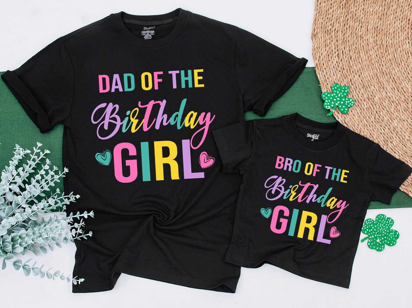Colorful Birthday Girl Family Matching Shirts for Mom Dad and entire family sweet first birthday party celebration soft cotton comfortable