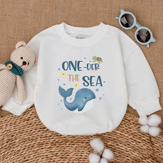 Oneder The Sea Baby Girl Romper Birthday Outfit Ocean Whale Sea Turtle Starfish Design Playful Bubble Bodysuit Smash Cake Ocean Party Baby Shower Gift