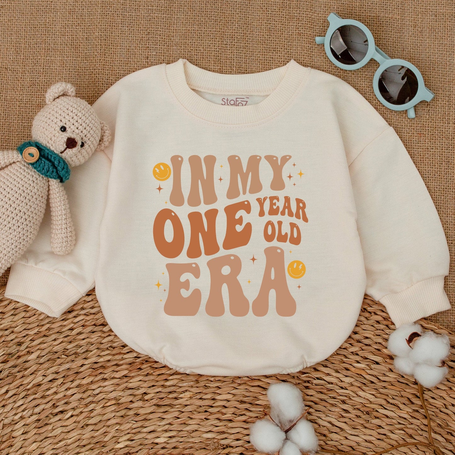 Sweet First Birthday Romper for One Year Old Baby Girl or Boy Celebration Outfit Mommy and Me Sweatshirt Bodysuit Gift