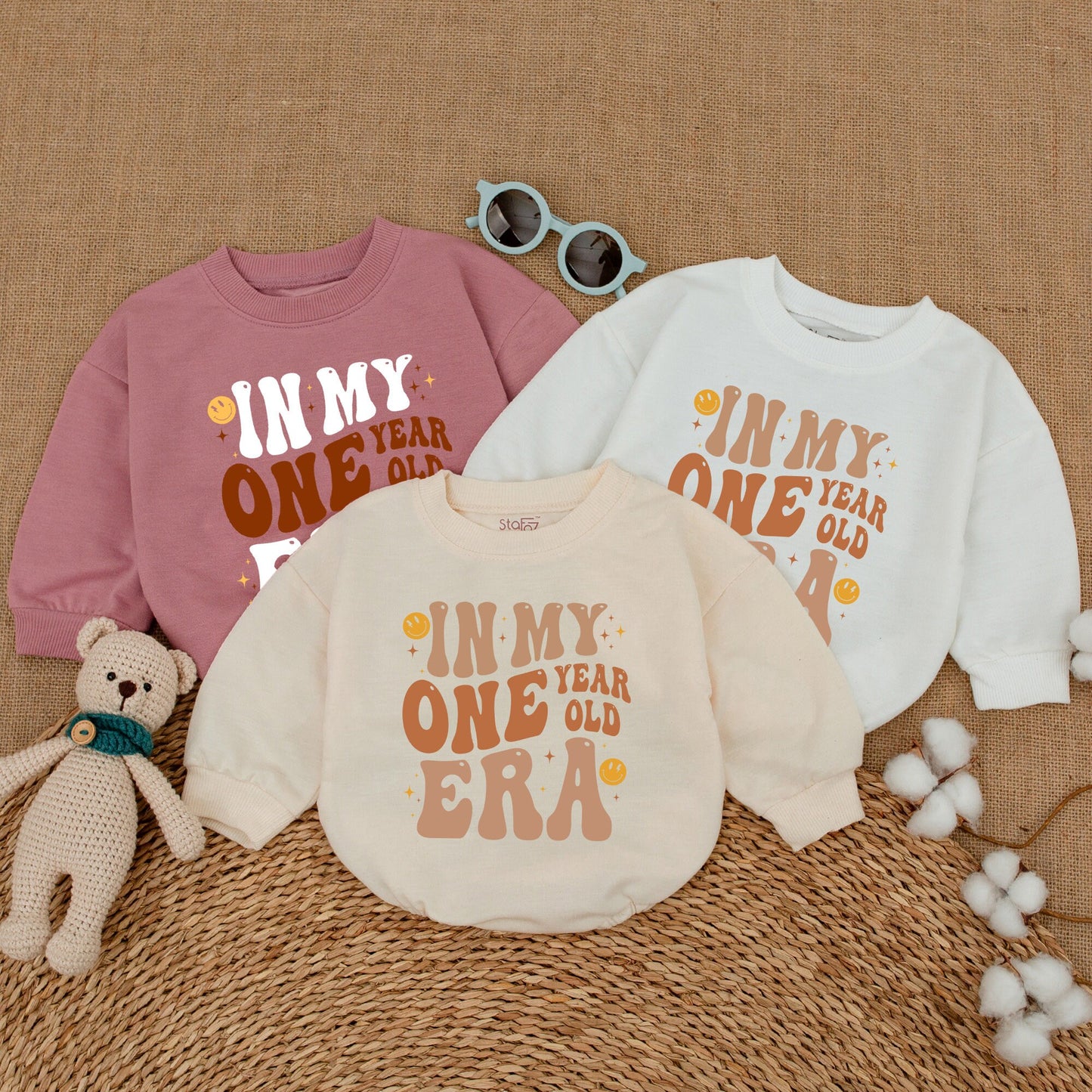 Sweet First Birthday Romper for One Year Old Baby Girl or Boy Celebration Outfit Mommy and Me Sweatshirt Bodysuit Gift
