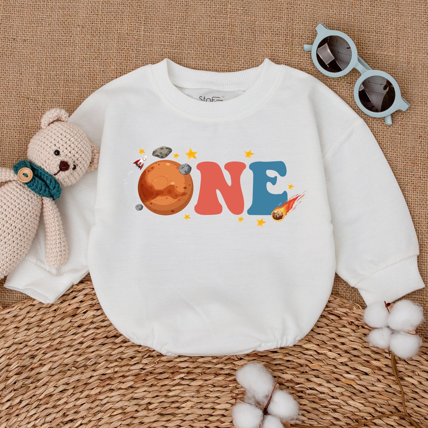 Space 1st Birthday Bubble Romper First Trip Around The Sun Bodysuit Sweatshirt Smash Cake Outfit Baby Boy Girl Shower Gift