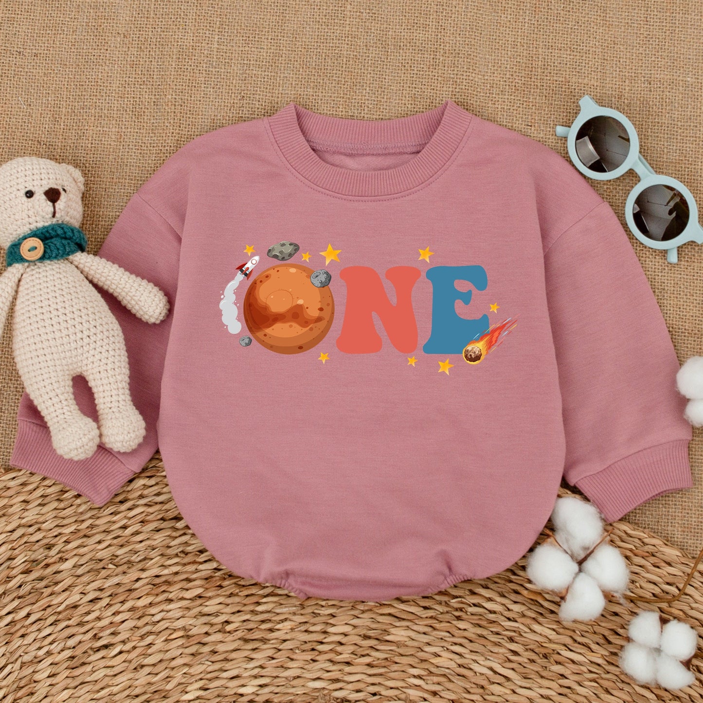 Space 1st Birthday Bubble Romper First Trip Around The Sun Bodysuit Sweatshirt Smash Cake Outfit Baby Boy Girl Shower Gift