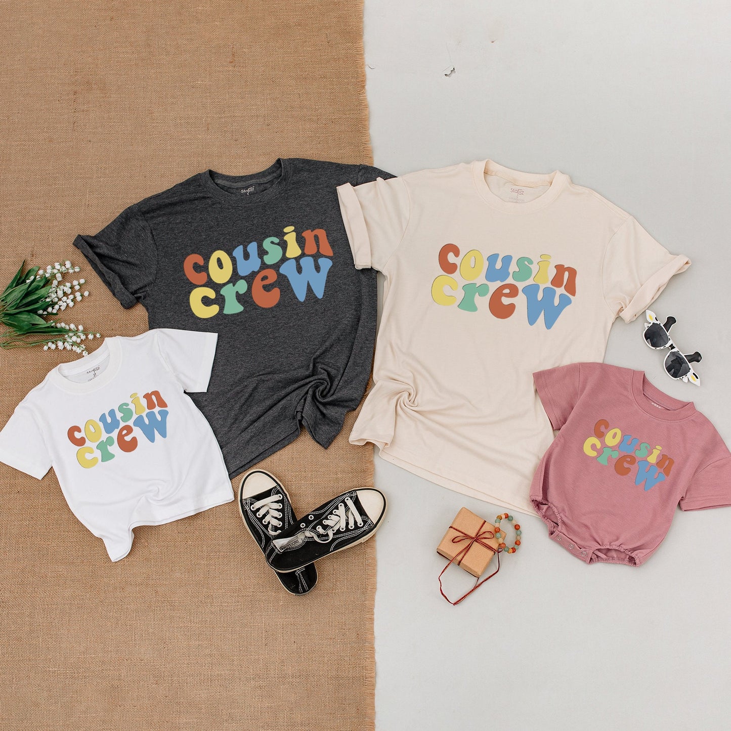Cousin Crew Matching Shirts Retro Family Trip Vacation Outfits Baby Bodysuit Pregnancy Reveal New to the Crew Toddler & Infant Fun Vintage Style