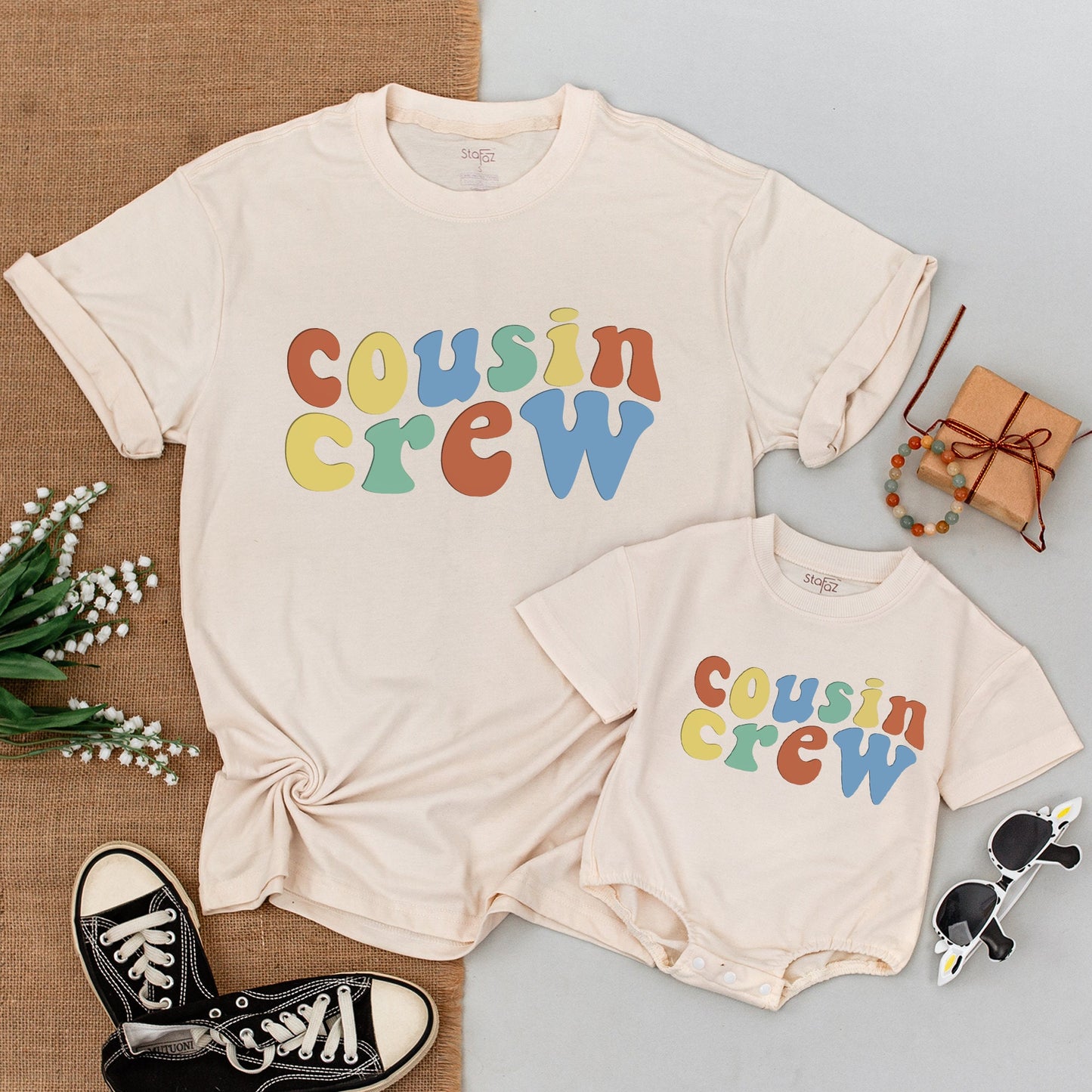 Cousin Crew Matching Shirts Retro Family Trip Vacation Outfits Baby Bodysuit Pregnancy Reveal New to the Crew Toddler & Infant Fun Vintage Style