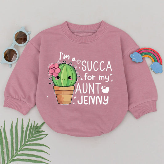 I'm a SUCCA for my Aunt Green Cactus Baby Romper Playful Newborn Girl Boy Outfit Cute Auntie Announcement Gift Shower Present