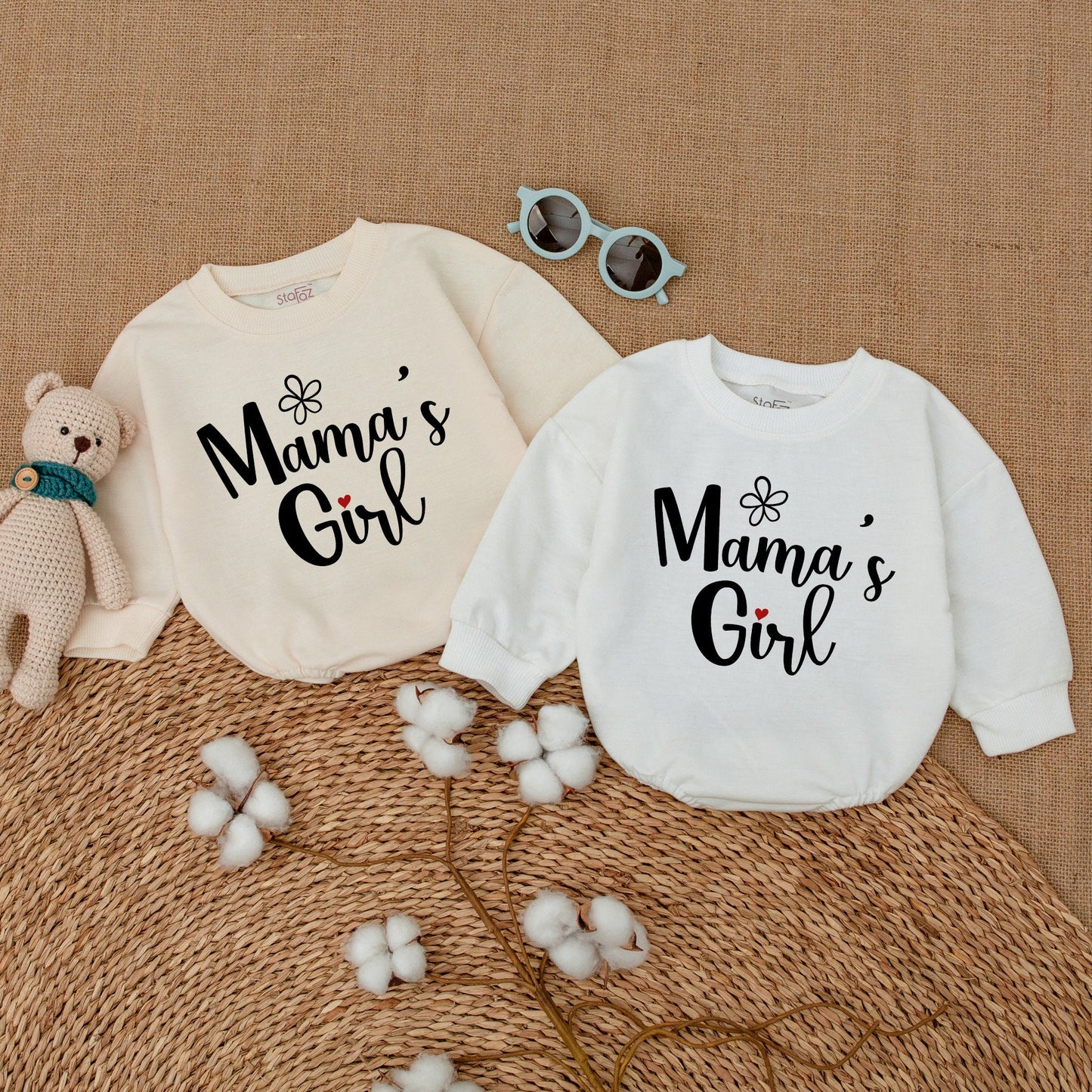 Mama's Girl Playful Script Bubble Romper with Red Heart Flower Sweet Newborn Infant Baby Bodysuit Mother's Day Baby Shower