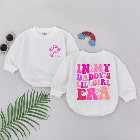 In My Daddy's Lil' Girl Era Baby Girl Romper, Pink Retro Style Outfit for First Father's Day or Baby Shower Gift, Cute Newborn Infant Apparel