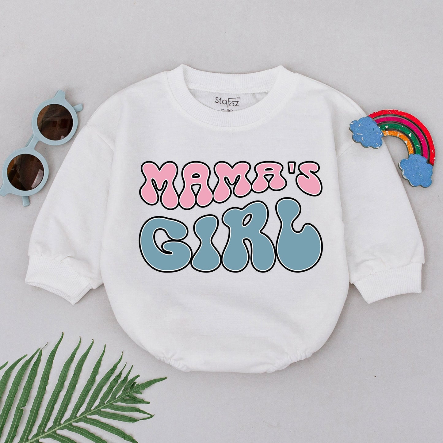 Mama's Girl Retro Baby Romper Pink Blue Bubble Letter Newborn Outfit Soft Cotton Whimsical Design First Mother's Day Gift Baby Shower
