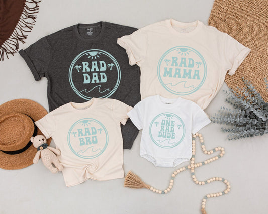 Matching Surf Family Birthday Shirts, The Big One, Rad Dude Shirts for Surfer Family Outfits, 1st Birthday, Summer Fun
