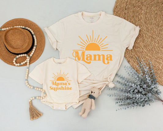 Mama and Mama's Sunshine Mommy and Me Matching Outfit First Trip Around The Sun Boho Birthday Gift for New Mom