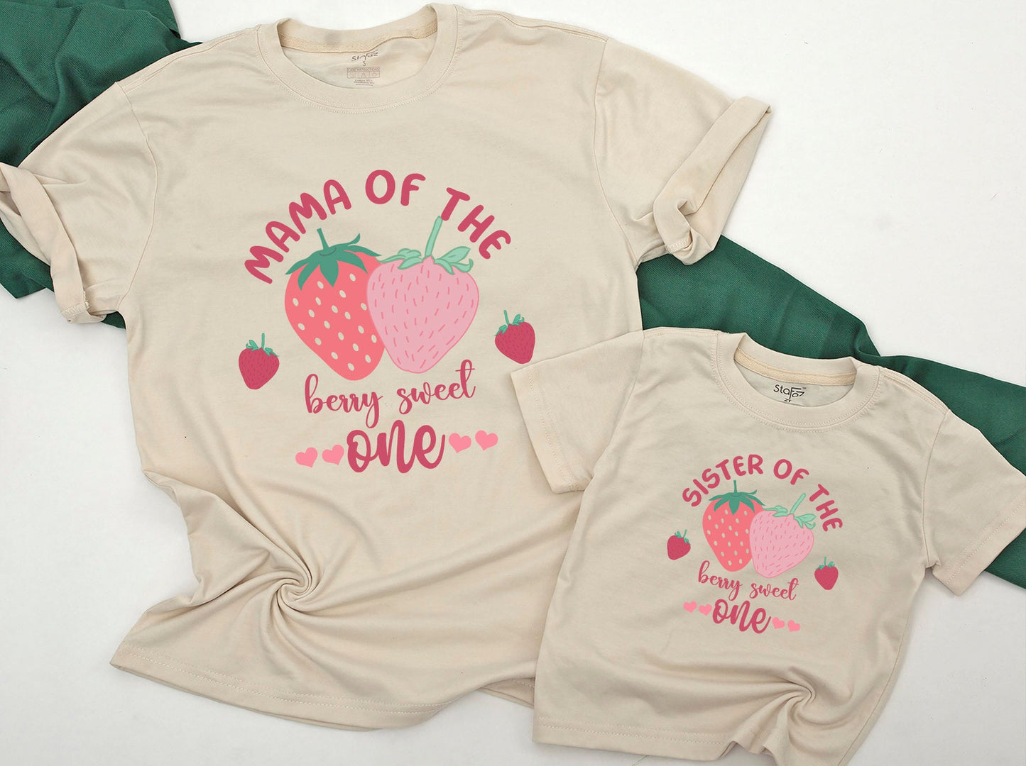 Berry Sweet One Family Matching 1st Birthday Shirts Strawberry Outfit for Mama, Daddy, Sister Cute First Birthday Party Theme, 130-140 characters