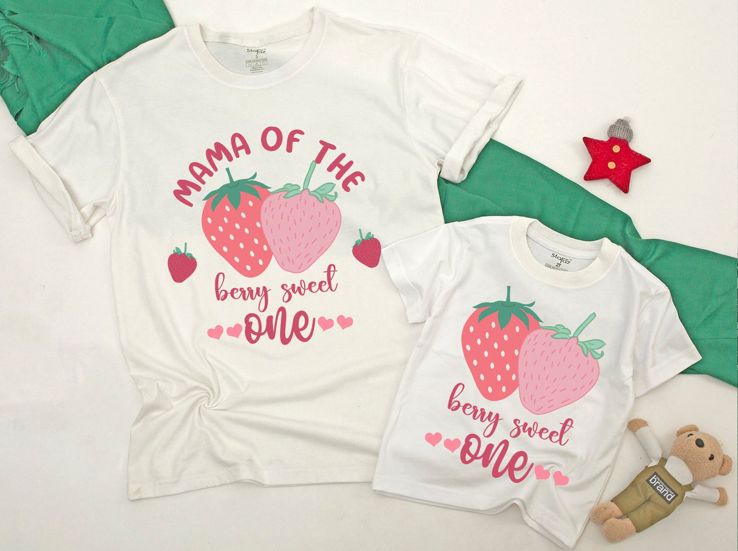 Berry Sweet One Family Matching 1st Birthday Shirts Strawberry Outfit for Mama, Daddy, Sister Cute First Birthday Party Theme, 130-140 characters