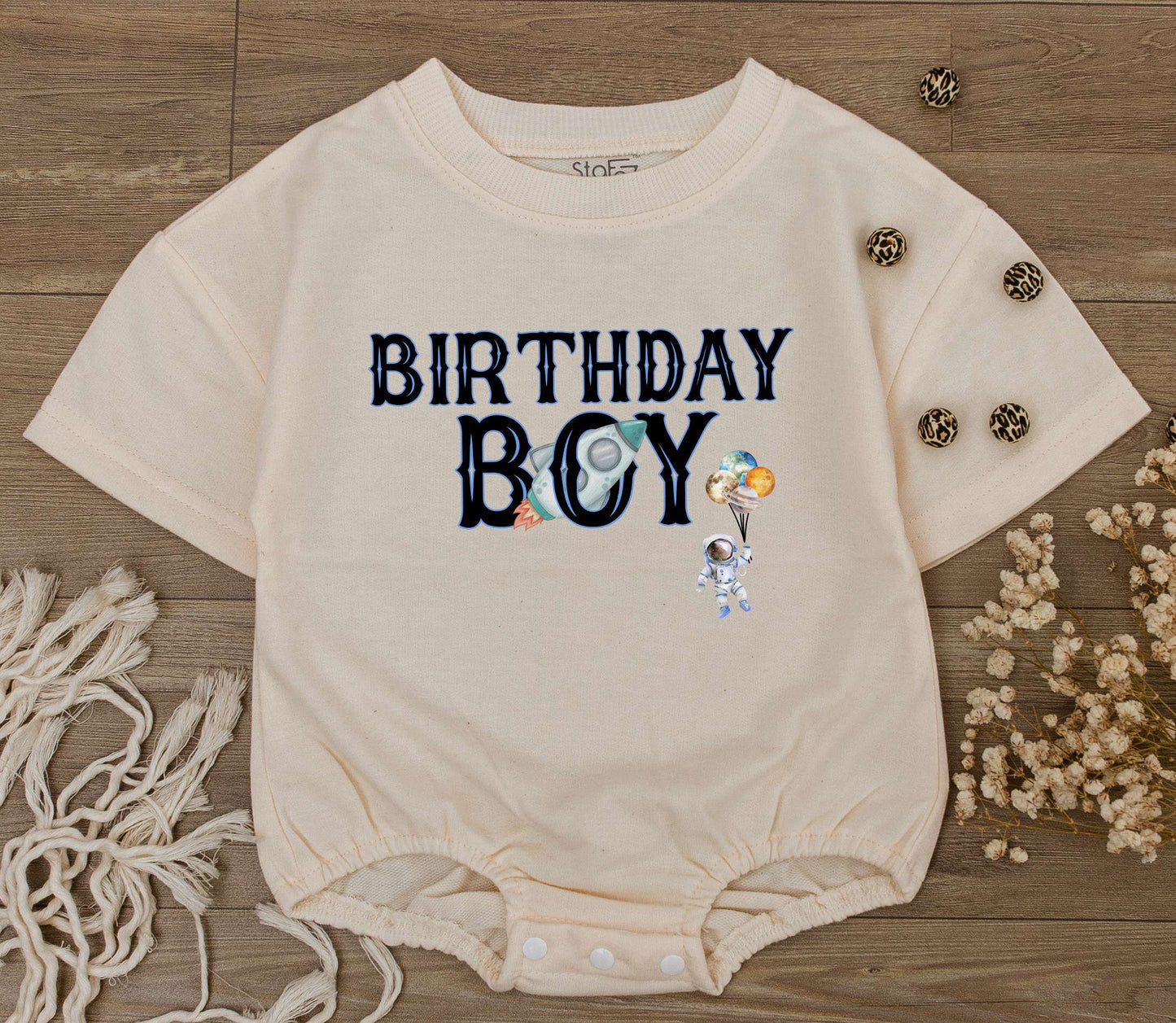 Galaxy Birthday Boy Bodysuit Rocket Ship Font Astronaut Planet Balloons Turquoise Red First Birthday Outfit Cute Baby Clothes