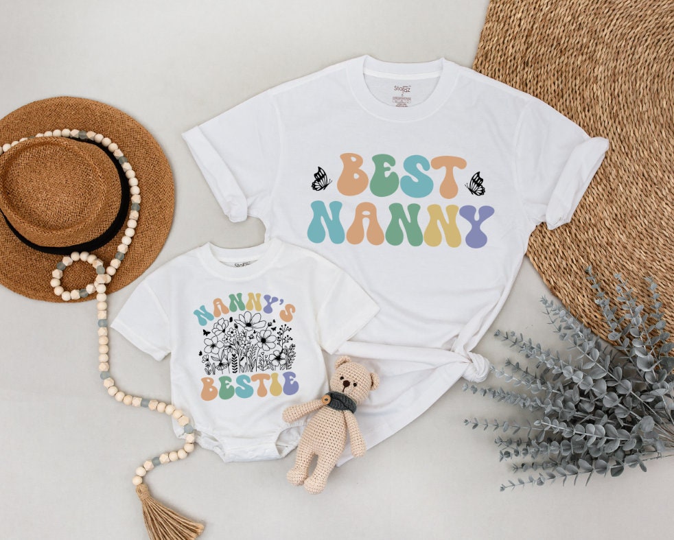 Nanny's Bestie & Grandma's Bestie Matching Shirts for Mom & Baby! 1st Mother's Day Gift, New Grandma Outfit
