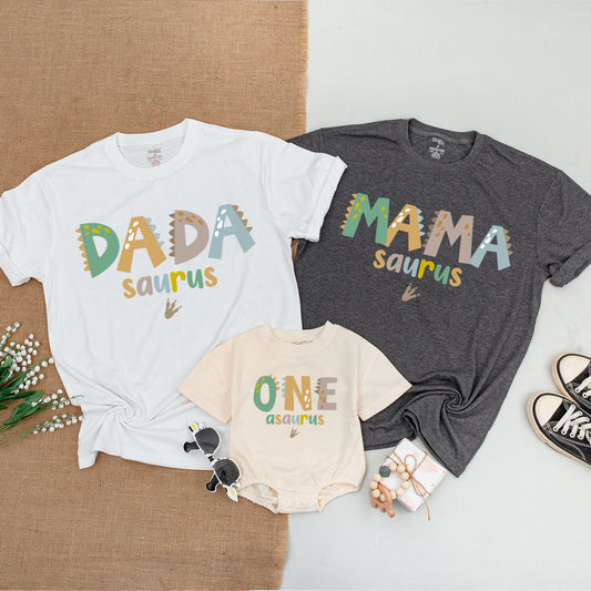Oneasaurus 1st Birthday Dinosaur Family Matching Shirts Mommy Daddy Baby Boy Outfit Cute Dino Birthday Celebration Gift Idea