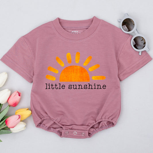 Little Sunshine Baby Romper Vibrant Orange Sun Graphic Gender Neutral Unisex Boho Hipster Baby Shower Gift