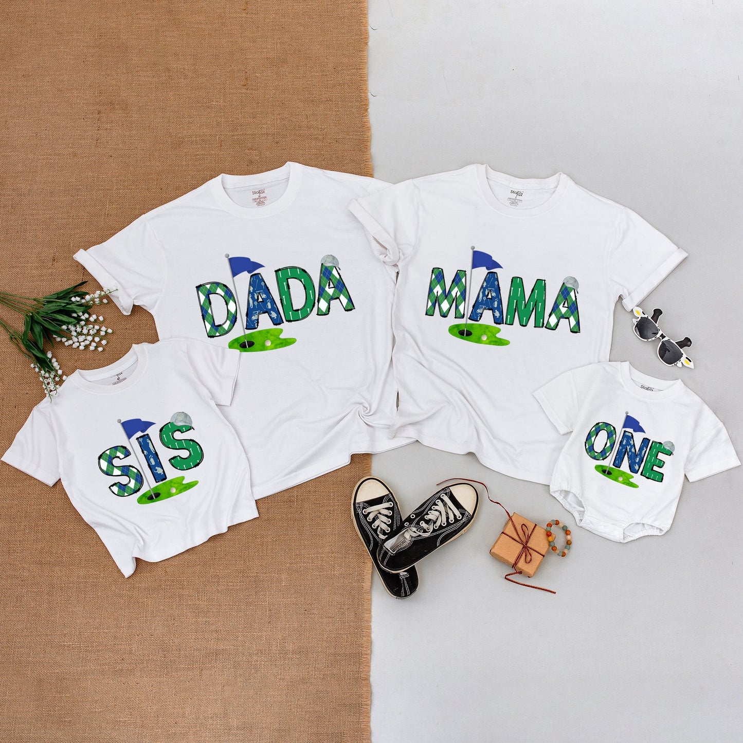 Hole in One Birthday Shirt Matching Family Golf Outfits Mommy and Me First Birthday Natural Baby Bodysuit