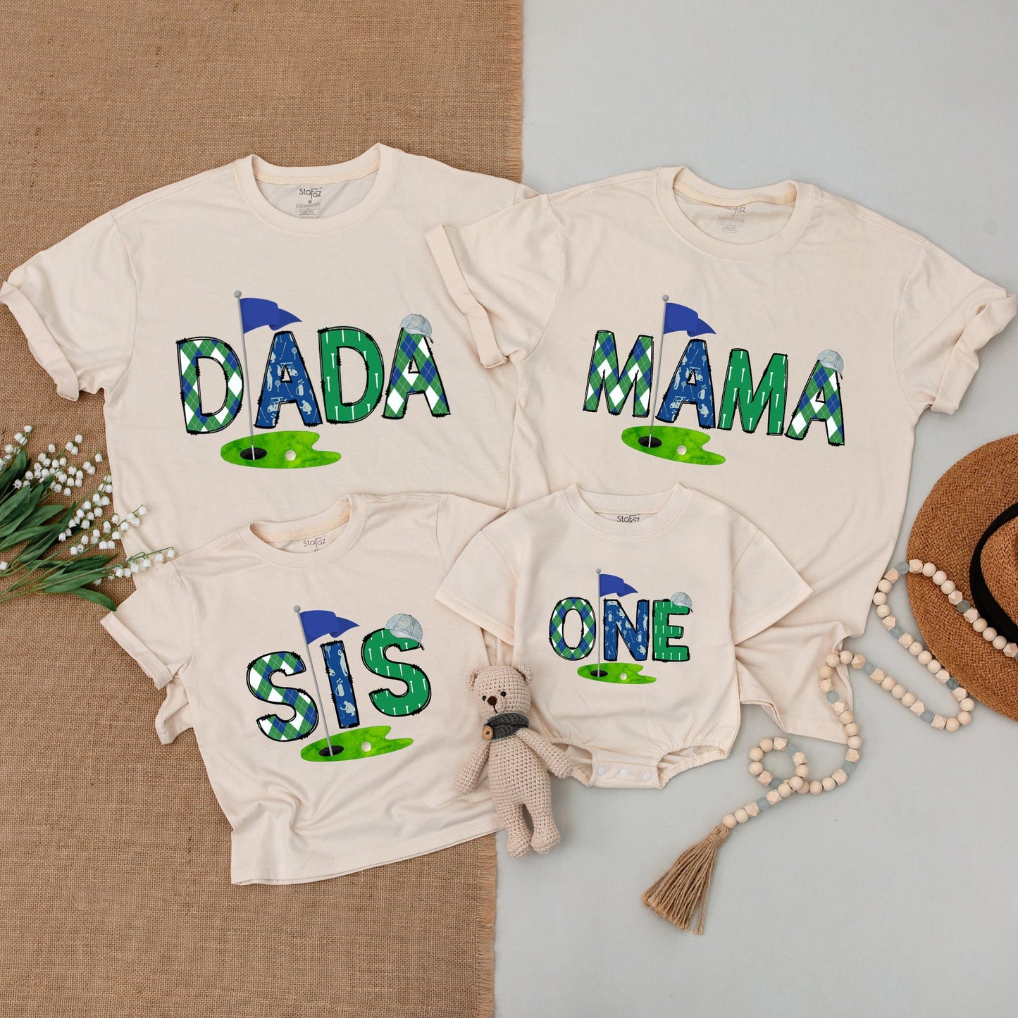 Hole in One Birthday Shirt Matching Family Golf Outfits Mommy and Me First Birthday Natural Baby Bodysuit