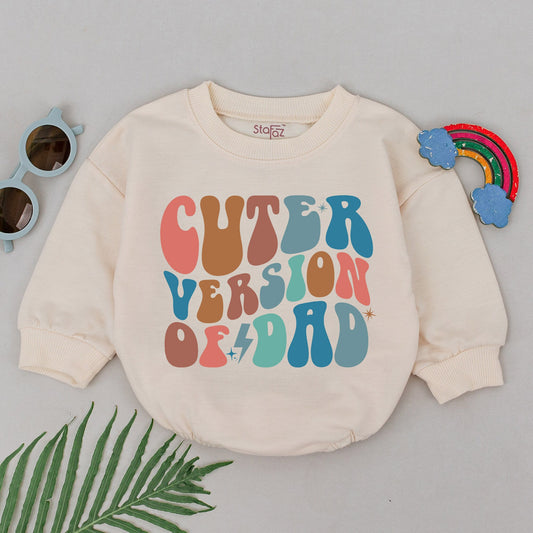 Retro Cuter Version Of Dad Romper, playful bubbly design baby outfit, colorful Father's Day gift for newborn boys girls, sweet shower present