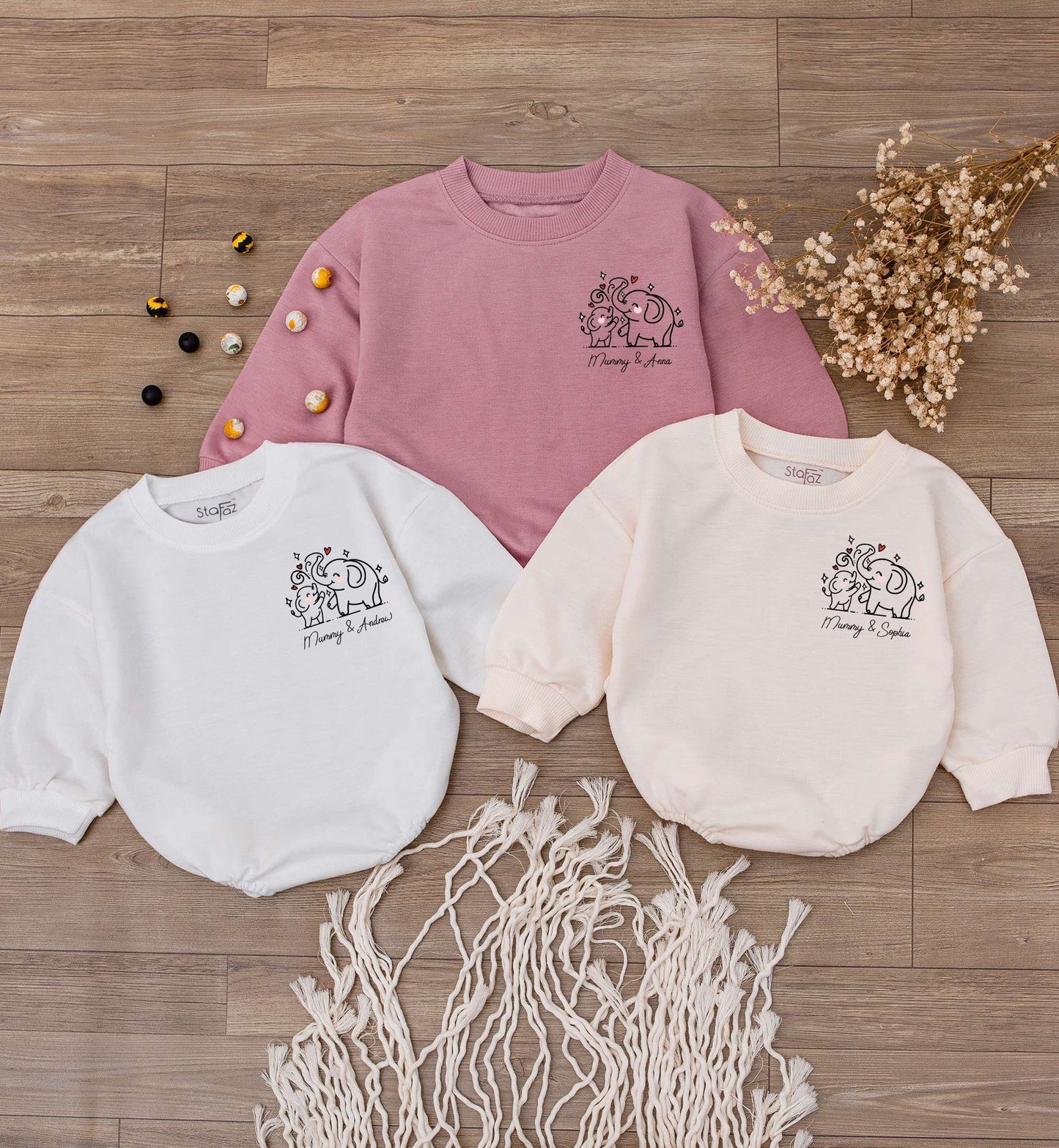 Personalized Elephant Baby Romper for First Mother's Day Gift