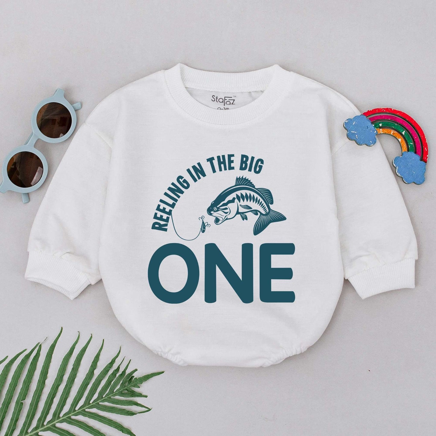 The Big One Fishing Romper, 1st Birthday Bodysuit, Baby Shower Gift