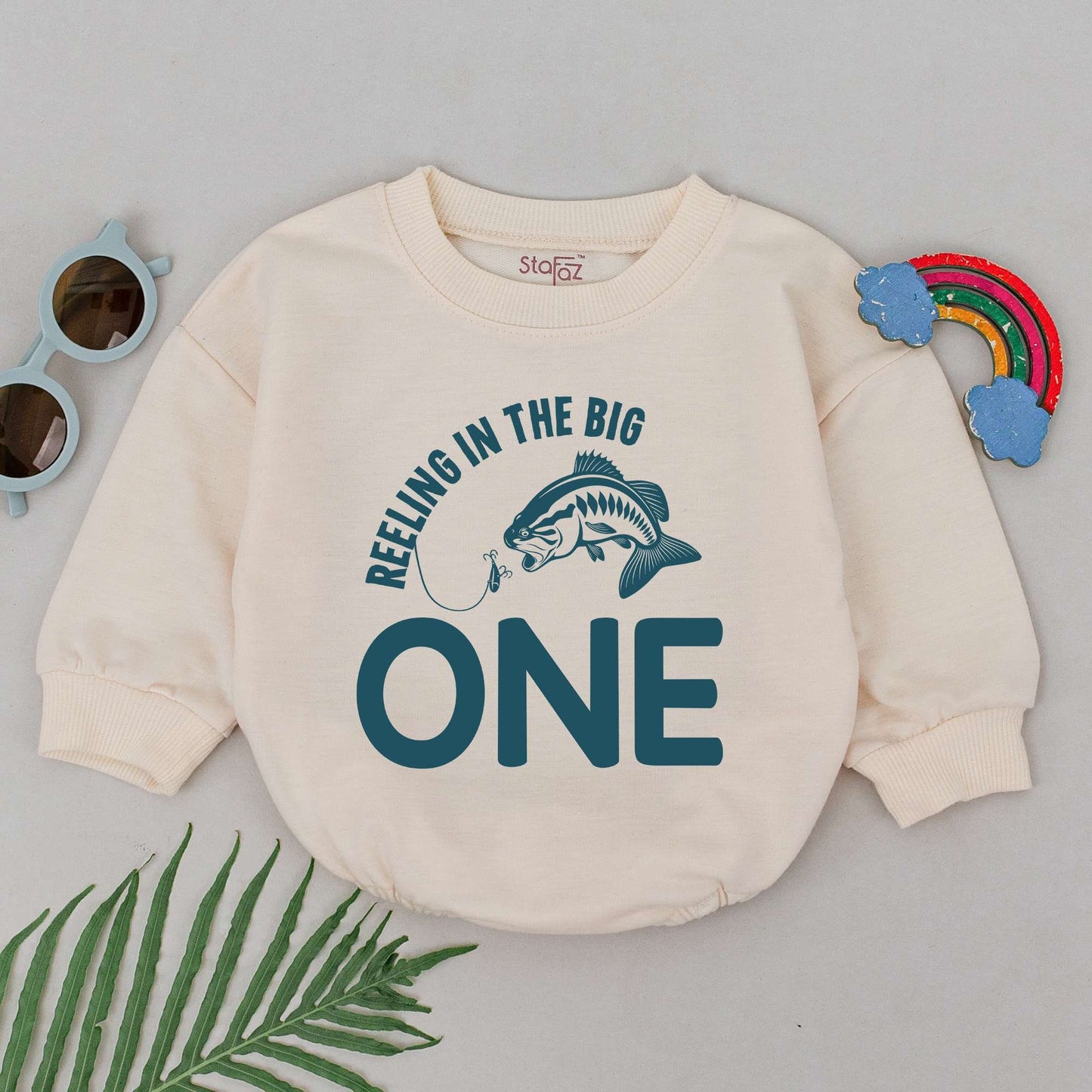 The Big One Fishing Romper, 1st Birthday Bodysuit, Baby Shower Gift