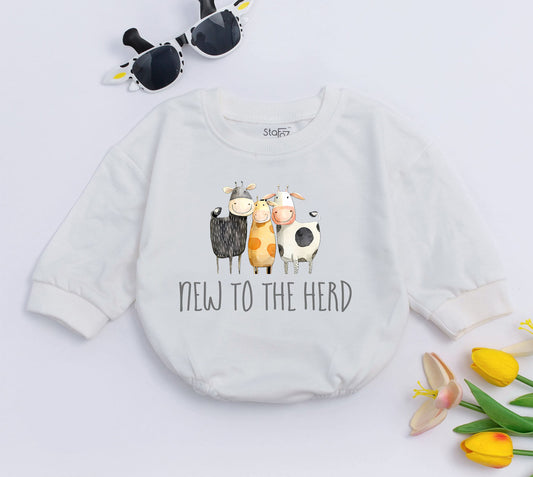 Cow-Themed Newborn Romper: Funny Farm Baby Outfit, Gender Neutral