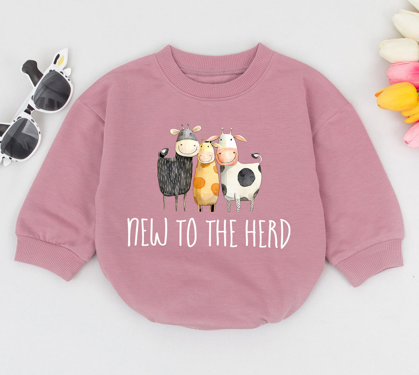 Cow-Themed Newborn Romper: Funny Farm Baby Outfit, Gender Neutral