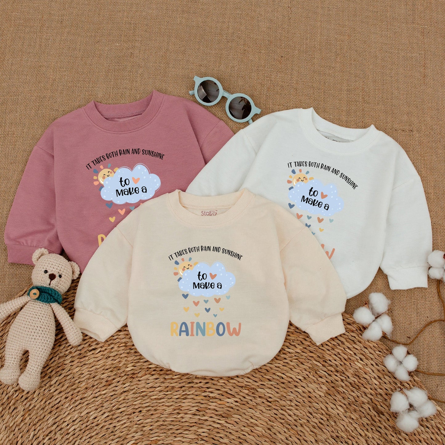 It Takes Both Rain and Sunshine Rainbow of Hope Baby Romper Bodysuit Gender Neutral Cute Whimsical Design New Shower Gift