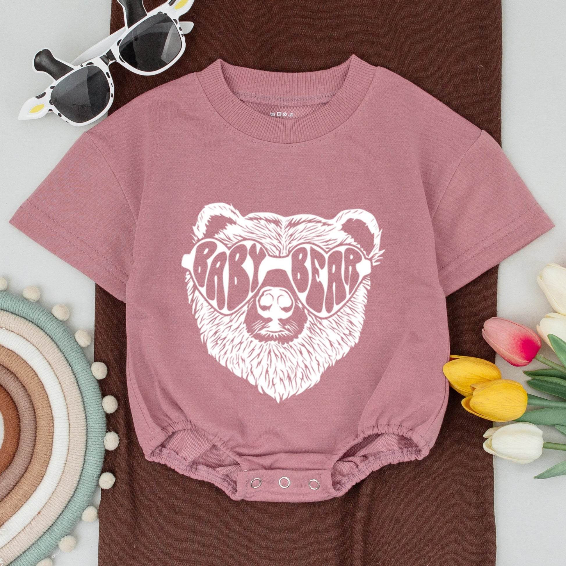 Personalized Family Bear Matching Shirts featuring Distressed Sunglass Bear High Contrast Monochrome Design Mama Papa Baby Bear Camping