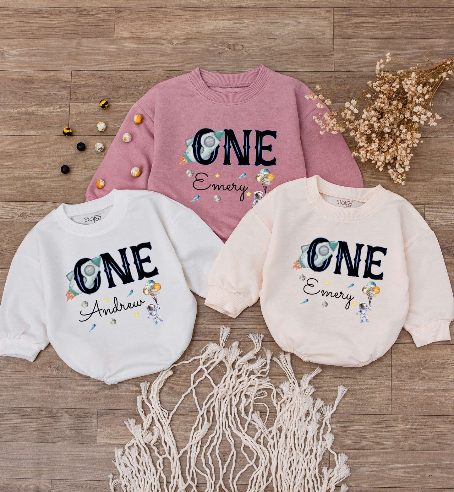 Galaxy Themed Personalized 1st Birthday Bodysuit | Unisex Baby Outfit