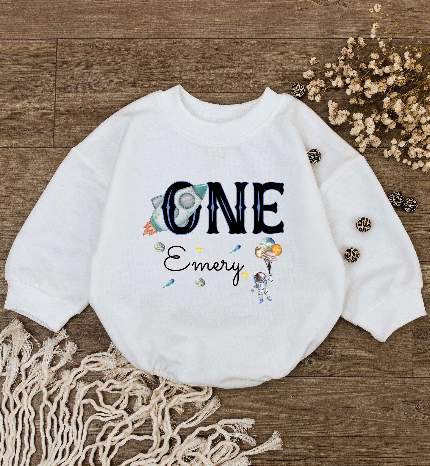 Galaxy Themed Personalized 1st Birthday Bodysuit | Unisex Baby Outfit