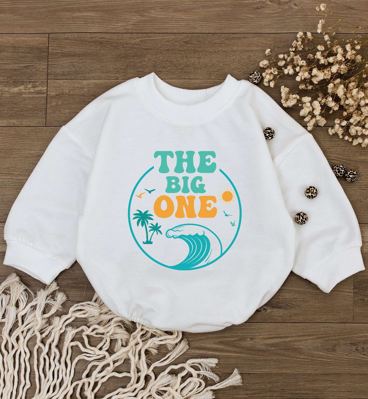 Beach Van 1st Birthday Romper: Neutral Baby Shower & Summer Outfit
